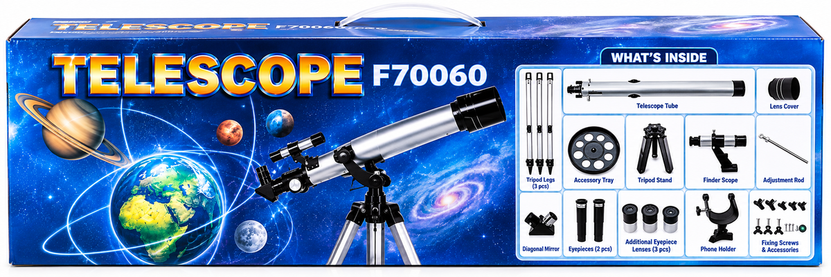 F70060 Astronomical Refractor Telescope 700mm Focal Length with 60mm Aperture & 113cm Adjustable Tripod