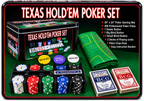 Texas Hold'em Poker Set with 200 Professional Poker Chips, 36" x 24" Gaming Mat, Playing Cards & Accessories