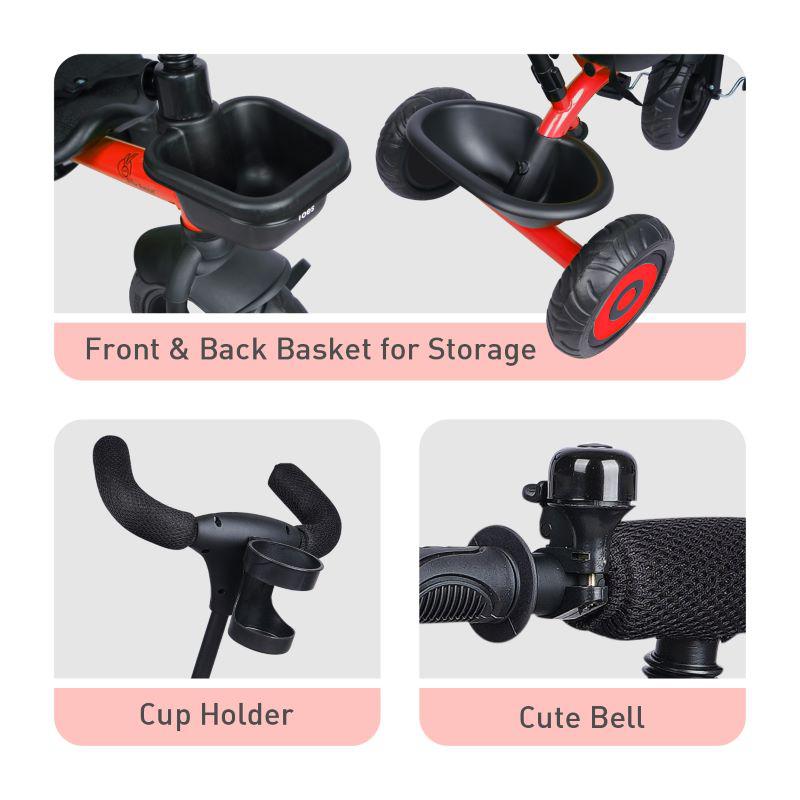 R For Rabbit Tiny Toes T20 Ace Tricycle For Kids With Adjustable Parental Control Red