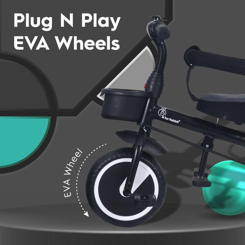 R For Rabbit Tiny Toes T30 Ace Tricycle For Kids With Adjustable Parental Control Grey