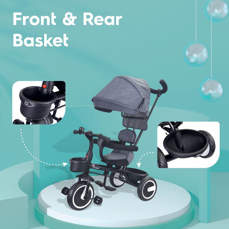 R For Rabbit Tiny Toes T30 Ace Tricycle For Kids With Adjustable Parental Control Grey