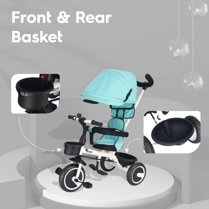 R For Rabbit Tiny Toes T30 Ace Tricycle For Kids With Adjustable Parental Control Lake Blue