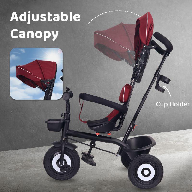 R for Rabbit Tiny Toes T40 Plus Tricycle - Rubber Wheels, 360 Rotatable Seat, Adjustable Marron Black