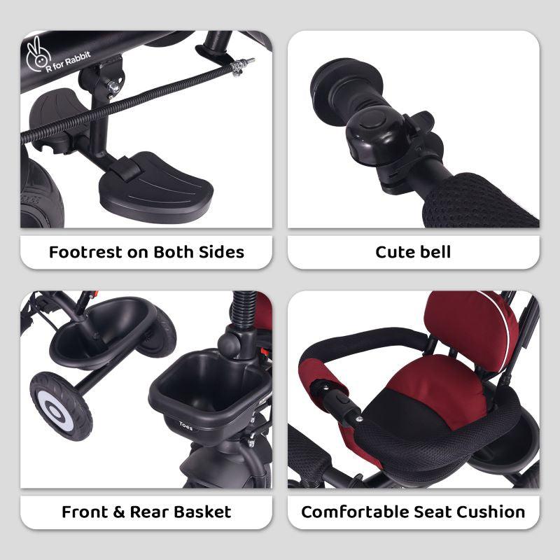R for Rabbit Tiny Toes T40 Plus Tricycle - Rubber Wheels, 360 Rotatable Seat, Adjustable Marron Black