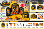 3-in-1 Tools Kids Backpack Pretend Play Set – Portable Tool Kit | Ages 3+