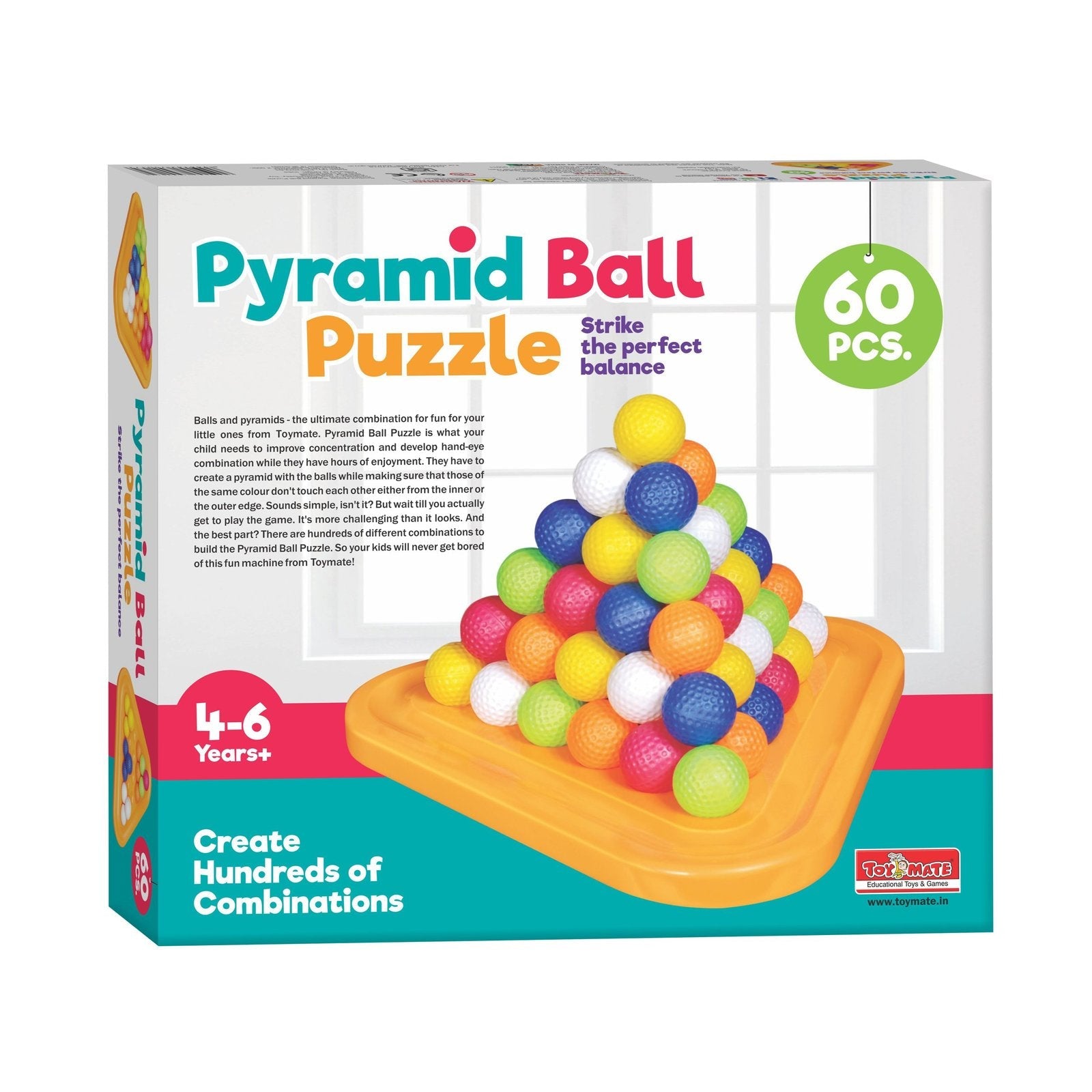 Toymate Pyramid Ball Puzzle – 60 PCS Brain-Boosting Game