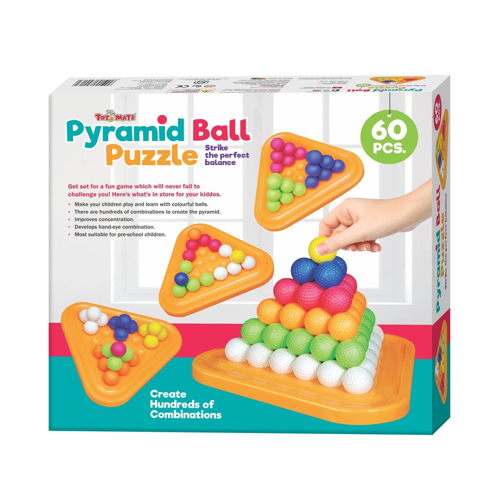 Toymate Pyramid Ball Puzzle – 60 PCS Brain-Boosting Game