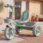StarAndDaisy Kids Tricycle with Dual Storage Baskets & Safety Belt – 2–5 Years, Green