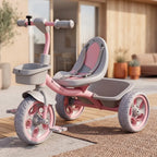 StarAndDaisy Kids Tricycle with Dual Storage Baskets & Safety Belt – 2–5 Years, Pink