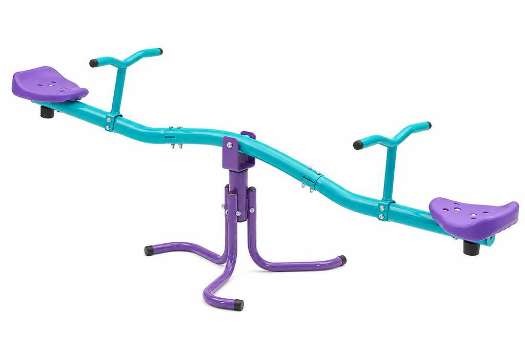 Plum Products Rotating Metal See Saw for Kids 3+ Years – 360° Spin, Blue & Purple