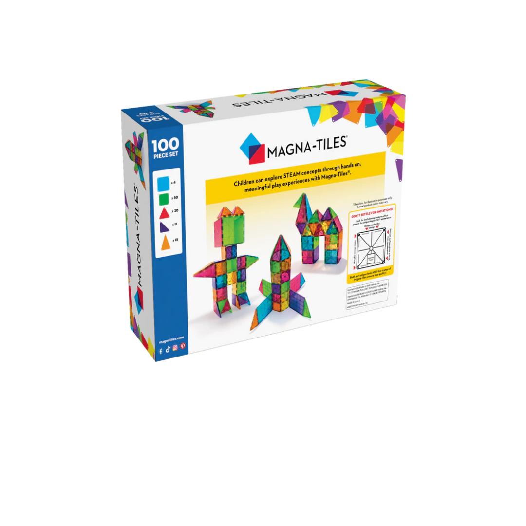 Toycra Magna Tiles Clear Colors 100 Piece Set