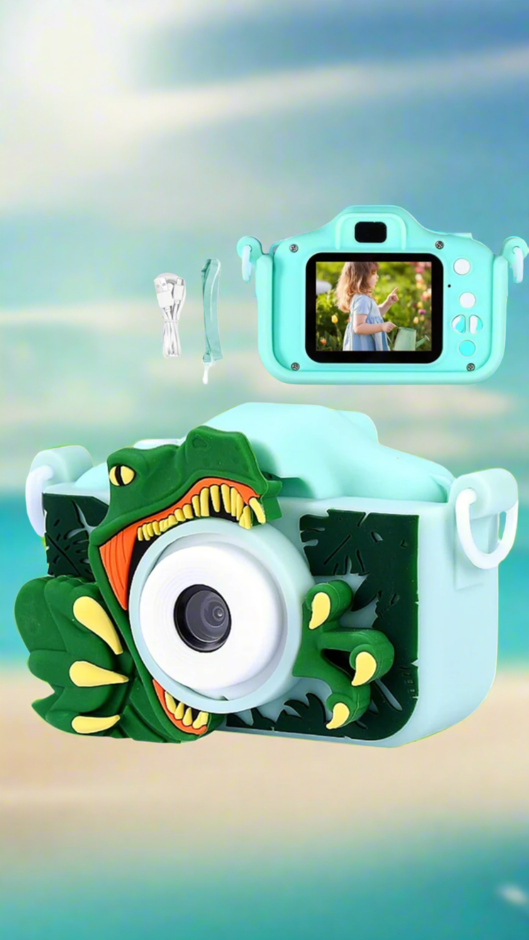 Rainbow Toys Dino Themed Electronic Camera for Kids with Selfie Camera