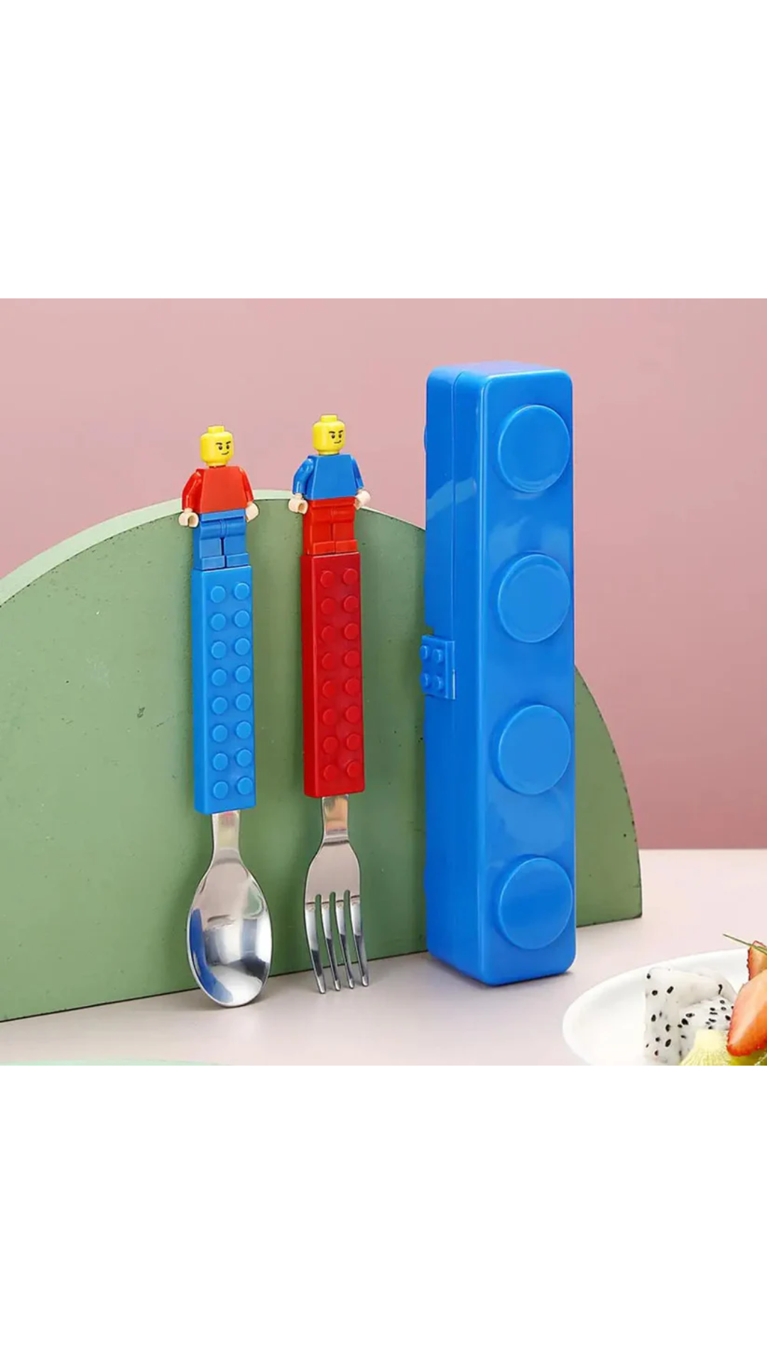 Rainbow Toys Building Blocks Design Stainless Steel Spoon and Fork Set