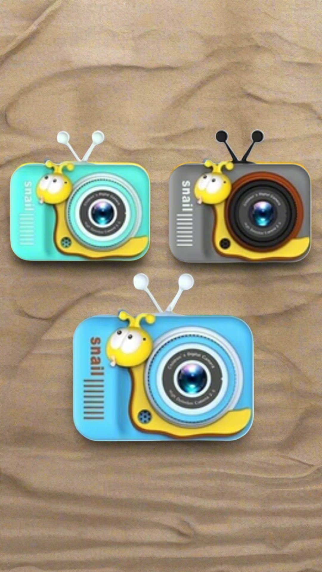 Rainbow Toys Snail Kids Camera HD 1080P Children Sports Camera 2.0 Inch IPS Screen Mini Camera Multicolor