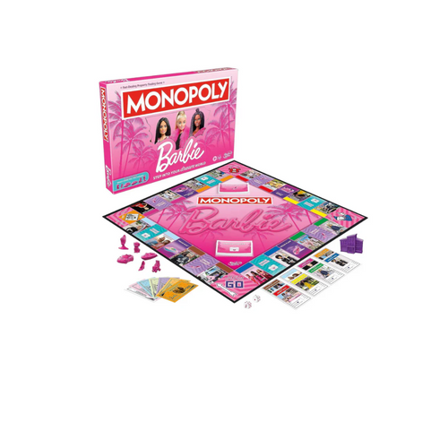 Hasbro Monopoly Barbie Edition 2-6 Players Fun Family Board Game for Kids and Adults Ages 8+