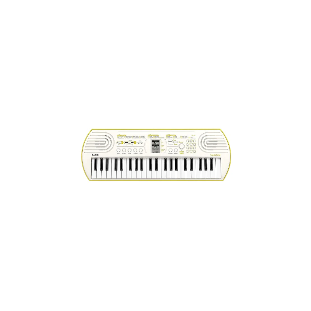 Casio Casiotone Mini Keyboard SA-80 with Piano tones, White (44 Keys) With Adapter