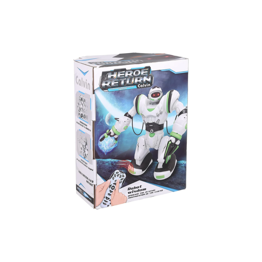 Robot Wisdom 28091 Hero Return Calvin Robot with Remote Control, White & Black