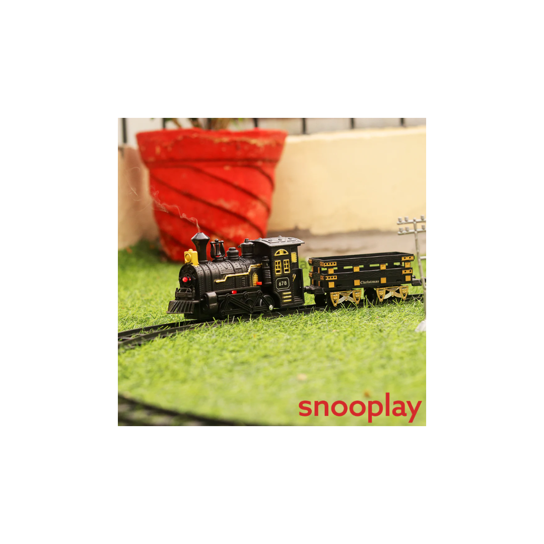 Rainbow Toys Vintage Army Toy Train Set with Smoke, Sound & Lights (Battery Operated)