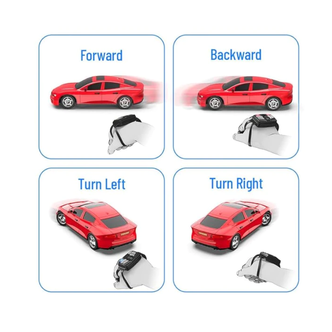 Mirana Watch Tracer C-Type USB Rechargeable Gesture Controlled Racing RC Car Red