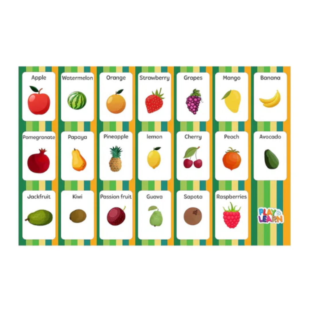 Funskool Play Learn Fruits,Educational 21 Pieces Flash Cards
