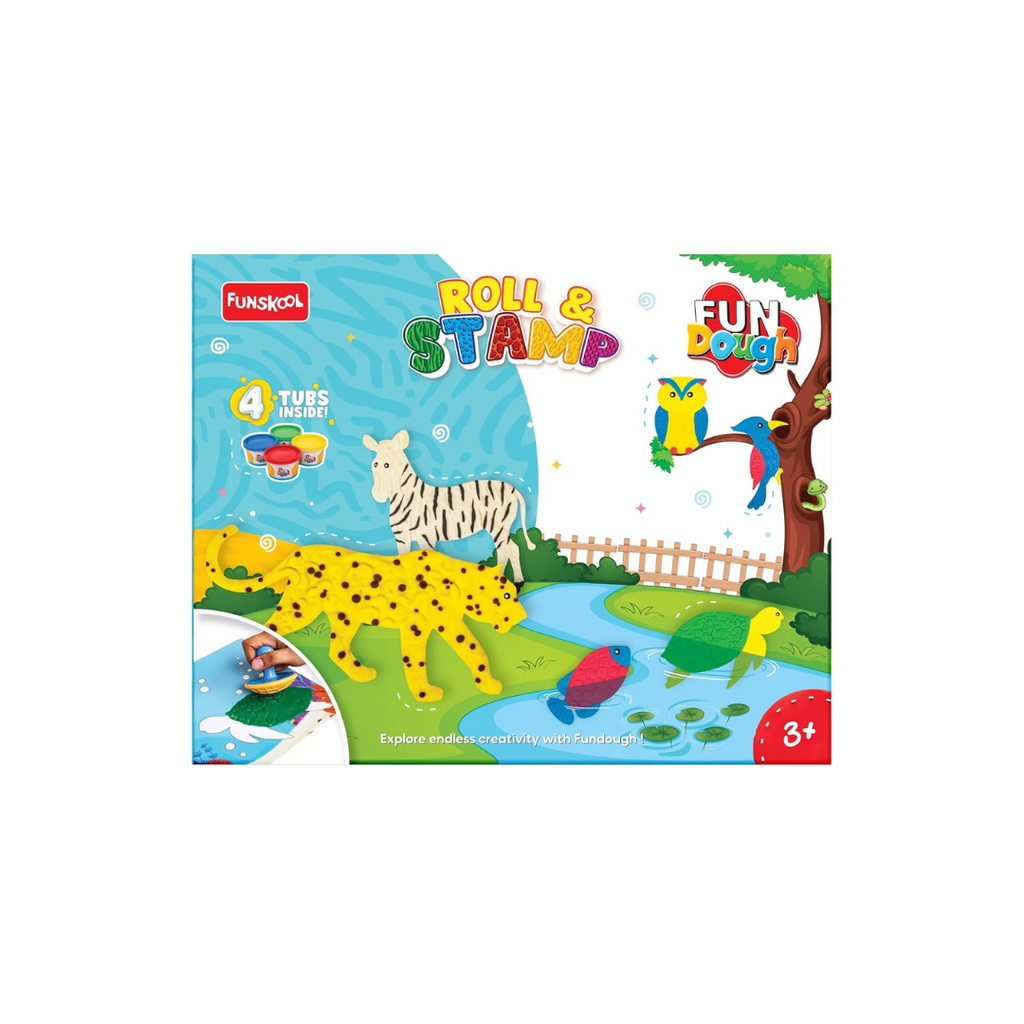 Funskool Roll over image to zoom in Funskool Fundough Playset Roll and Stamp