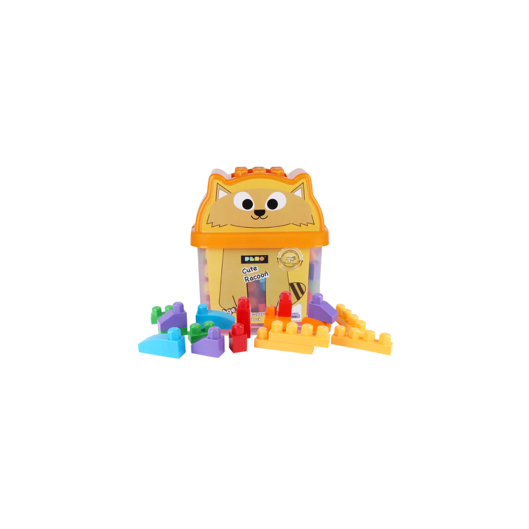 Plex Building Blocks Bucket Pack Cute Racoon Multicolor