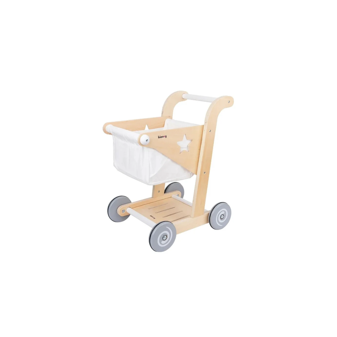 Rainbow Toys Educational Wooden Toy Role Play Grocery Store Shopping Cart Walking Trolley Play set