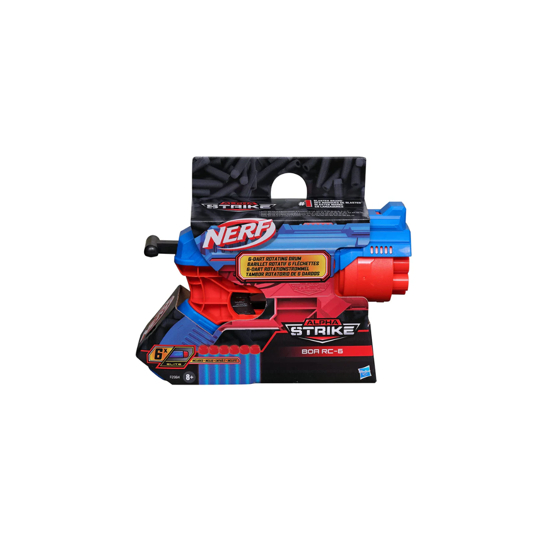 Hasbro Nerf Alpha Strike Boa RC-6 Blaster with 6-Dart Rotating Drum,Fire 6 Darts