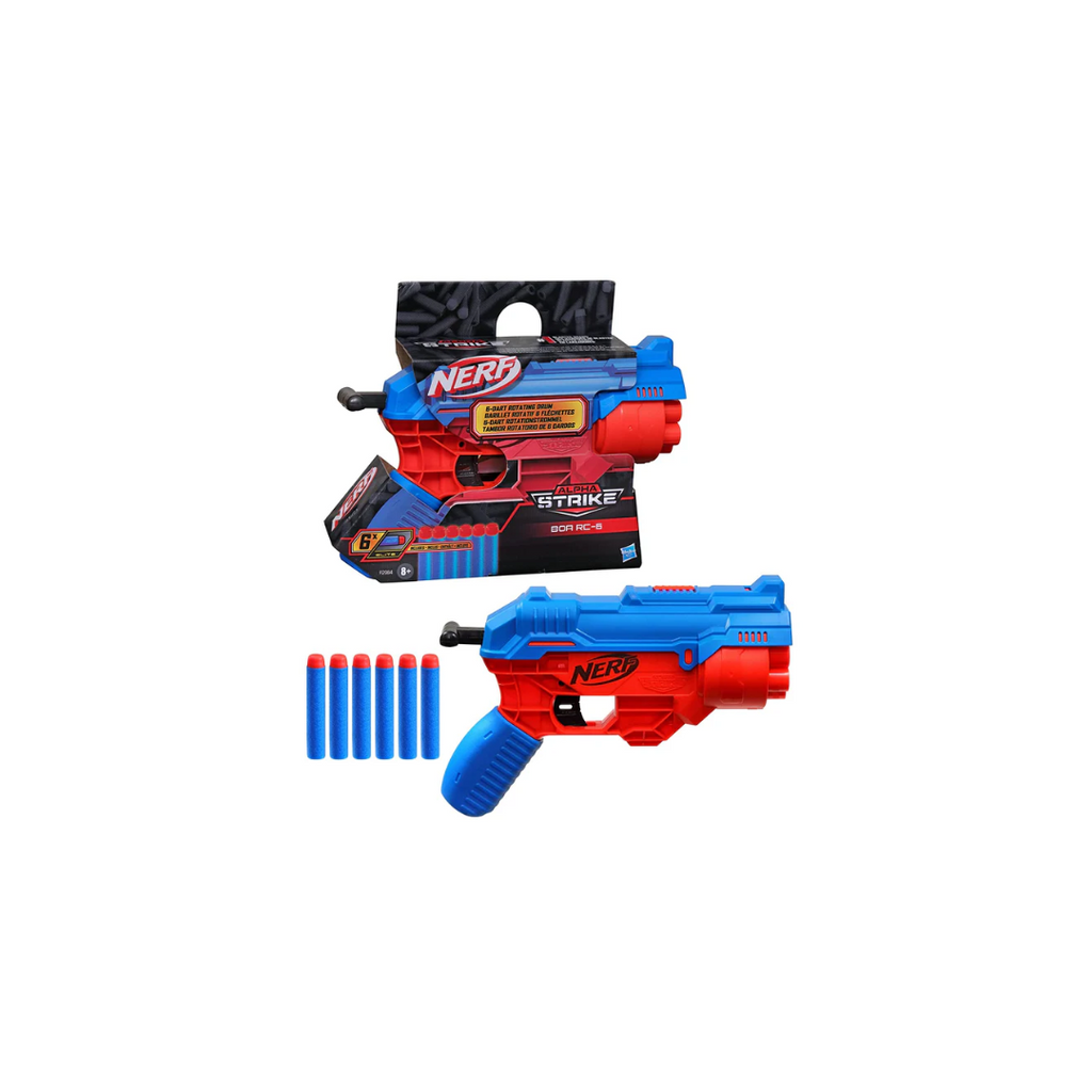 Hasbro Nerf Alpha Strike Boa RC-6 Blaster with 6-Dart Rotating Drum,Fire 6 Darts