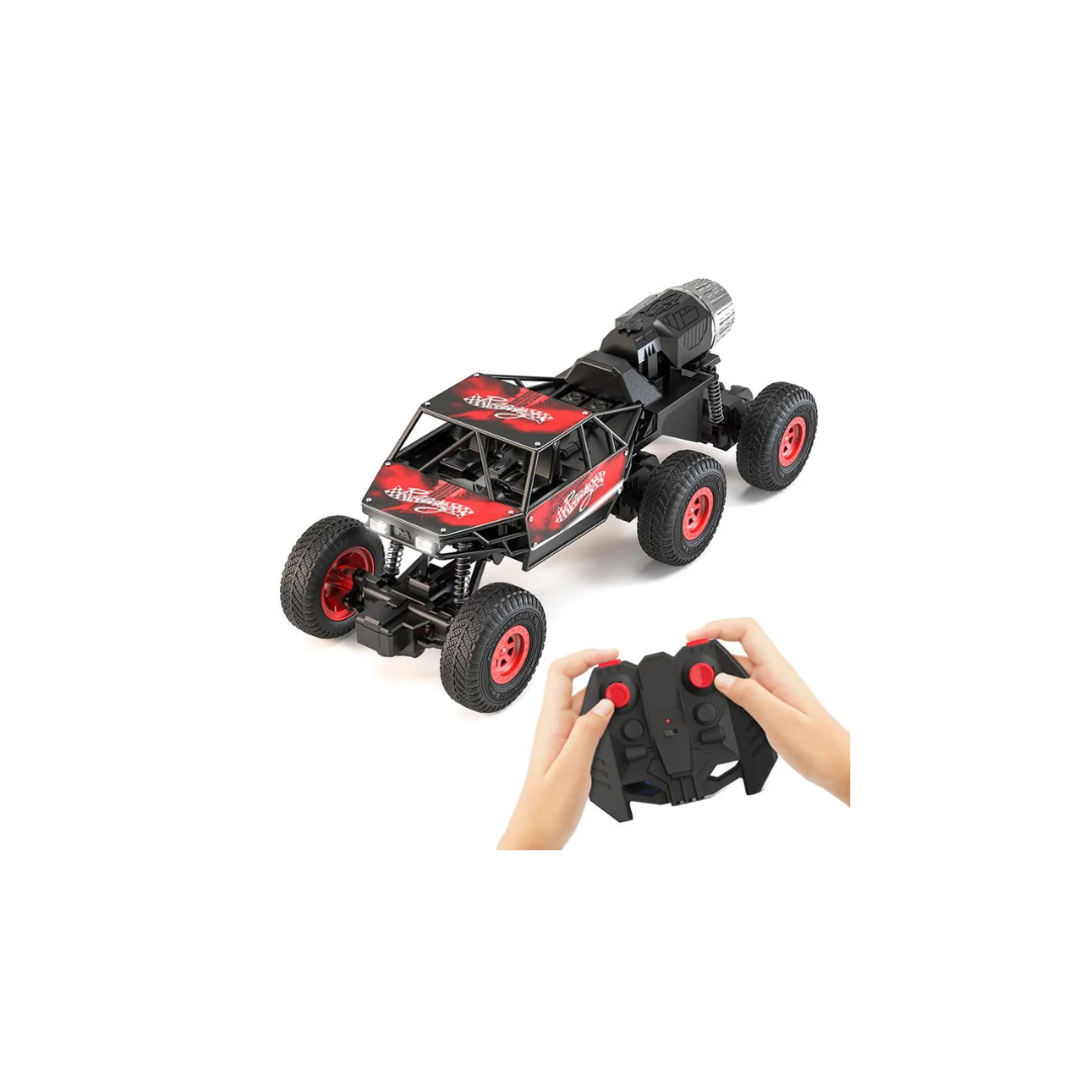 Mirana Mega Ranger ATV 6 Wheel Remote Car with Nitro Boost, Smoke Exhaust, InBuilt Battery | 4x4 | Type - C USB Rechargeable Red