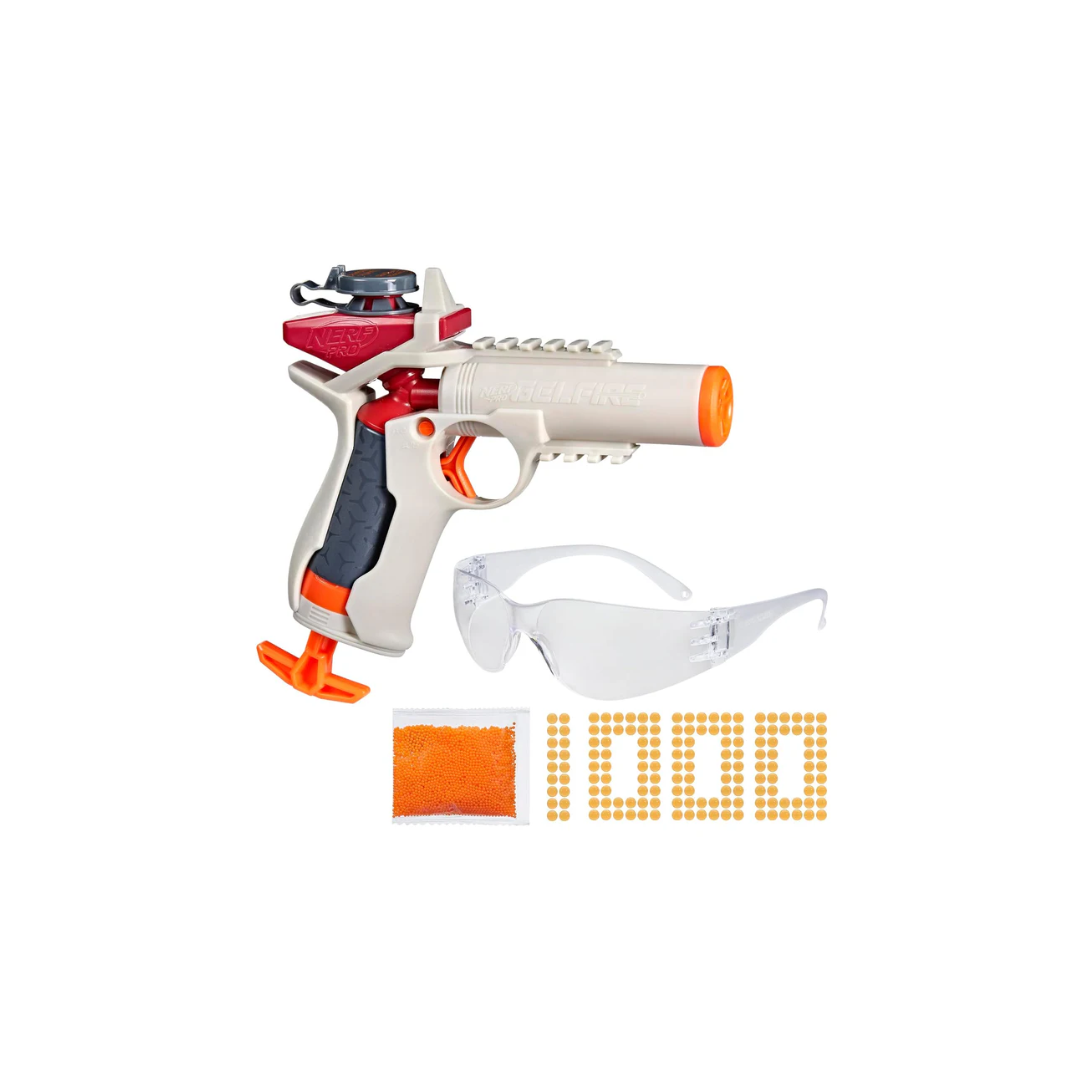 Hasbro Nerf Pro Gelfire Ignitor Blaster, 1000 Gelfire Rounds, 60 Round Capacity, T-Pull Priming, Up to 150 FPS, Eyewear