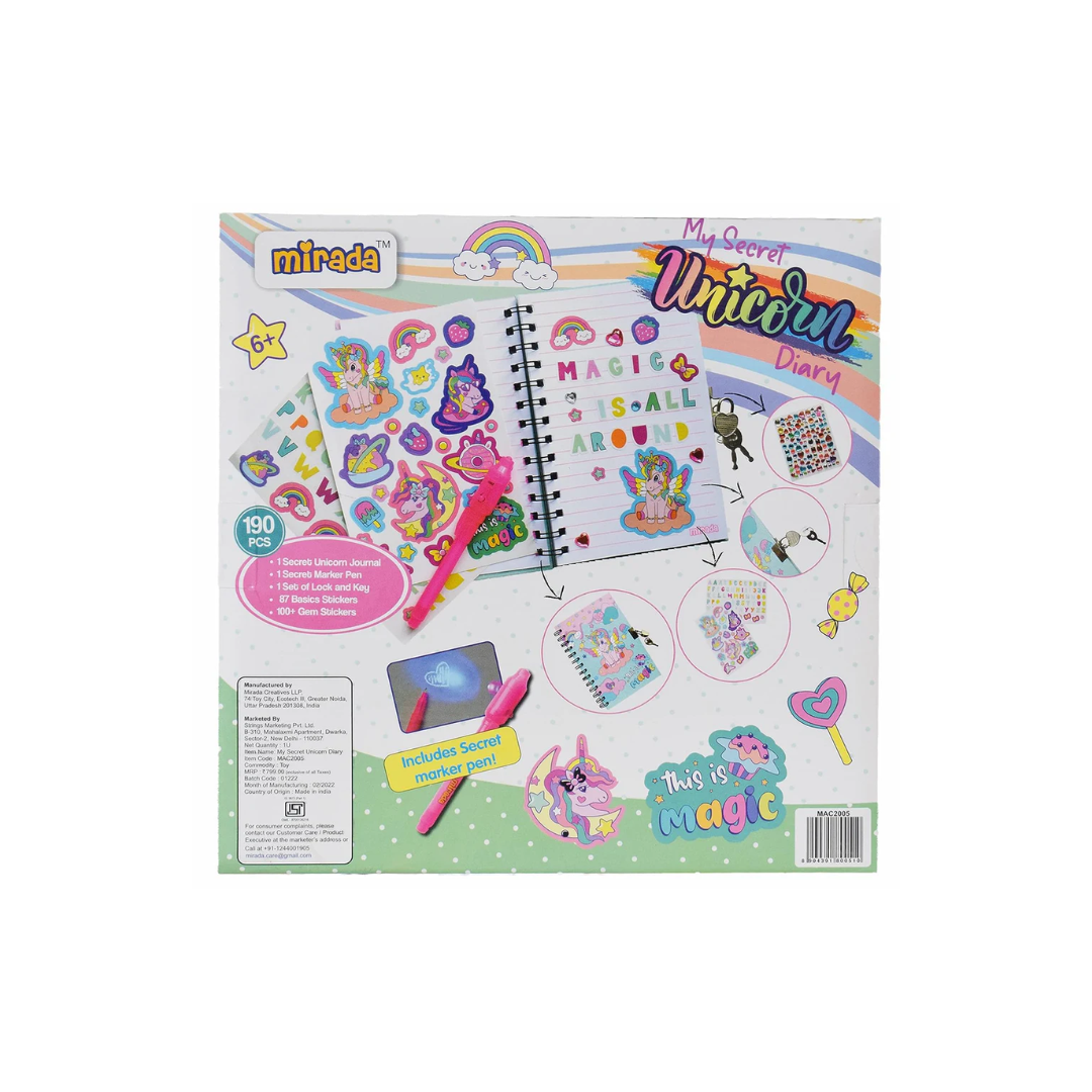 Mirada Art & Craft My Secret Unicorn Diary, Ideal Gift for Girls