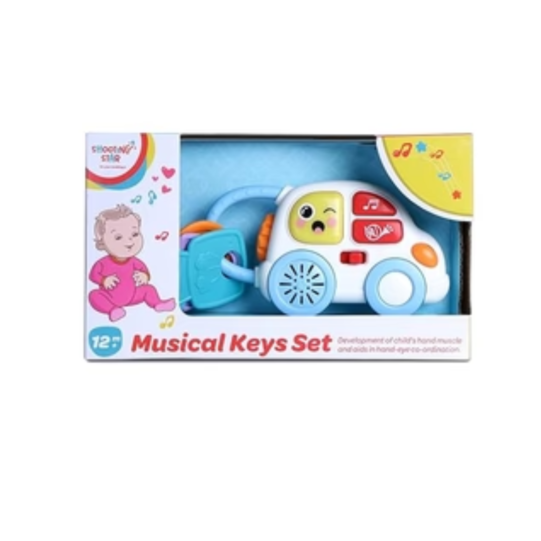 Shooting Star Baby Musical Toy Keys with Baby Wheel Baby Car Set Toy 12+ Month Multicolor