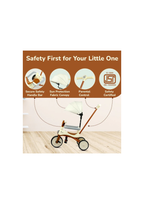 Tiny Toes Karizma - Luxury 3-in-1 Smart Tricycle for Kids 2 to 5 Years with Music & Canopy Cream Brown
