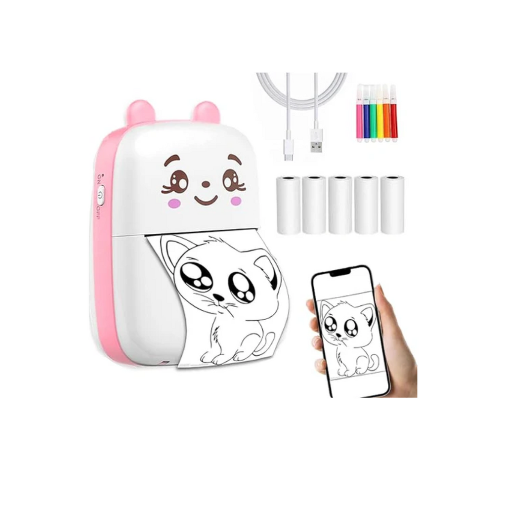 Rainbow Toys Mini Pocket Printer, Portable Thermal Printer for Pictures Retro Style Photos Wireless Bluetooth Printer