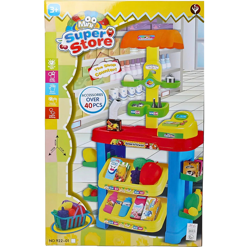 Mini Super Store Shop Counter Play Set â€“ 40+ Accessories (3+ Years)
