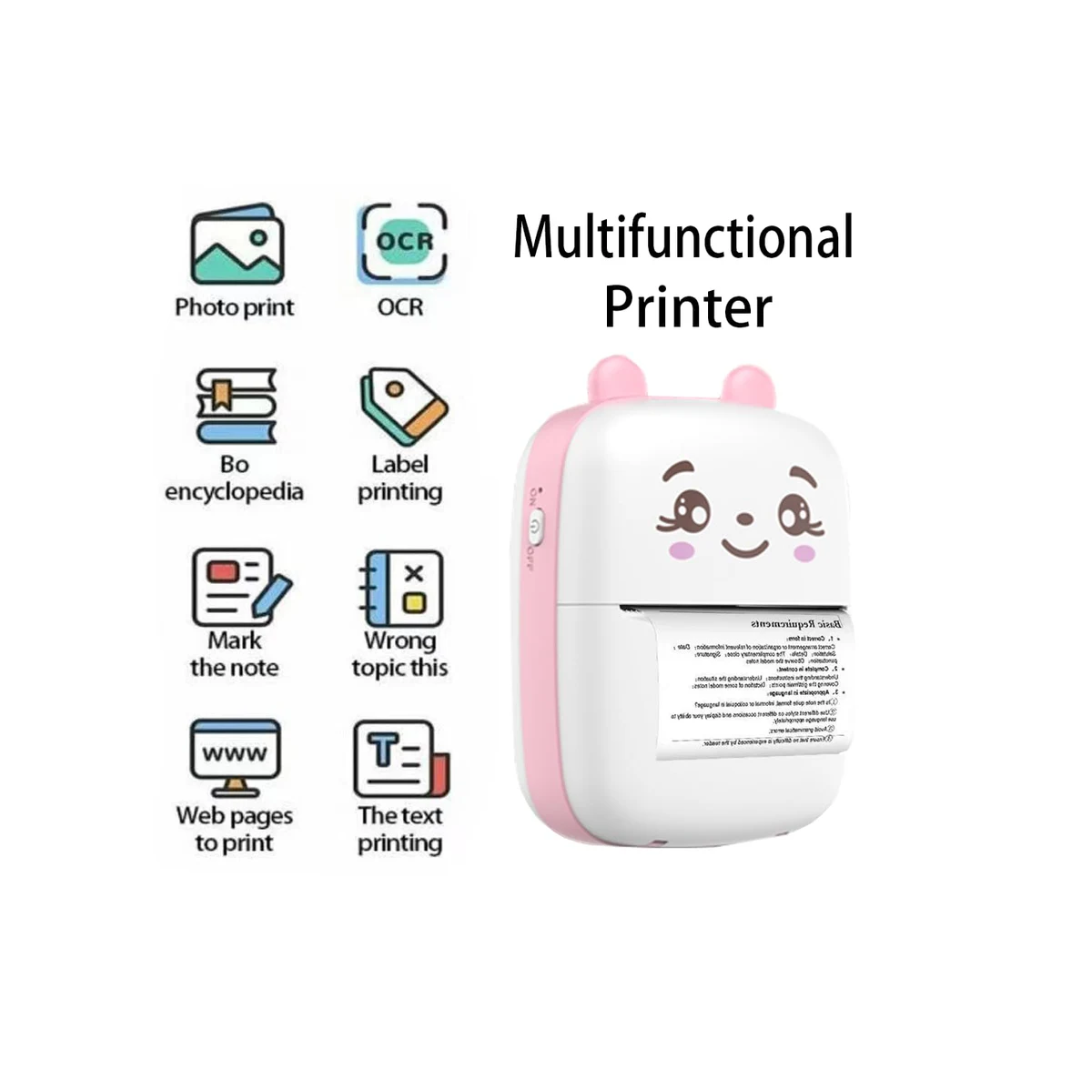 Rainbow Toys Mini Pocket Printer, Portable Thermal Printer for Pictures Retro Style Photos Wireless Bluetooth Printer
