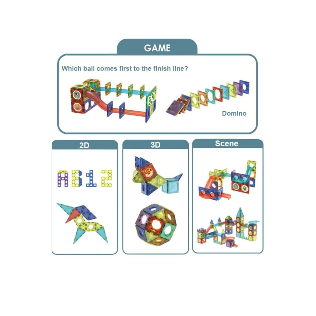 Rainbow Toys Magnetic Light Marble Run Blocks & Race Track for Kids 49Pcs