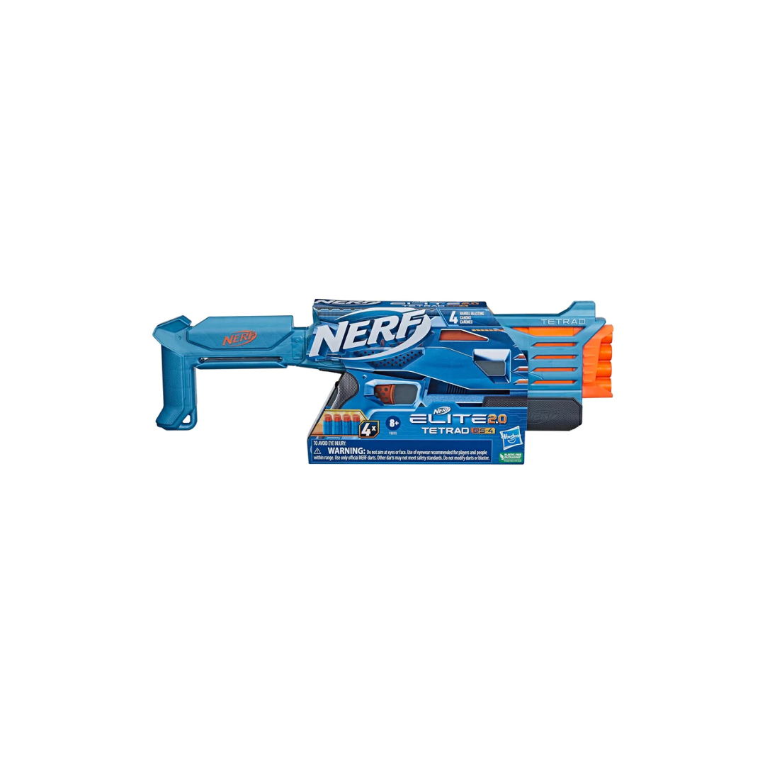 Hasbro Nerf Elite 2.0 Tetrad QS-4 Blaster, 4 Nerf Elite Darts – Rainbow ...