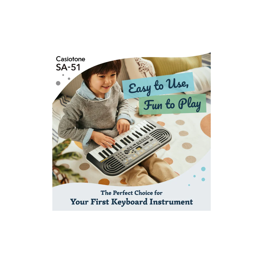 Casiotone Mini Keyboard SA-51 Piano Black With Adapter