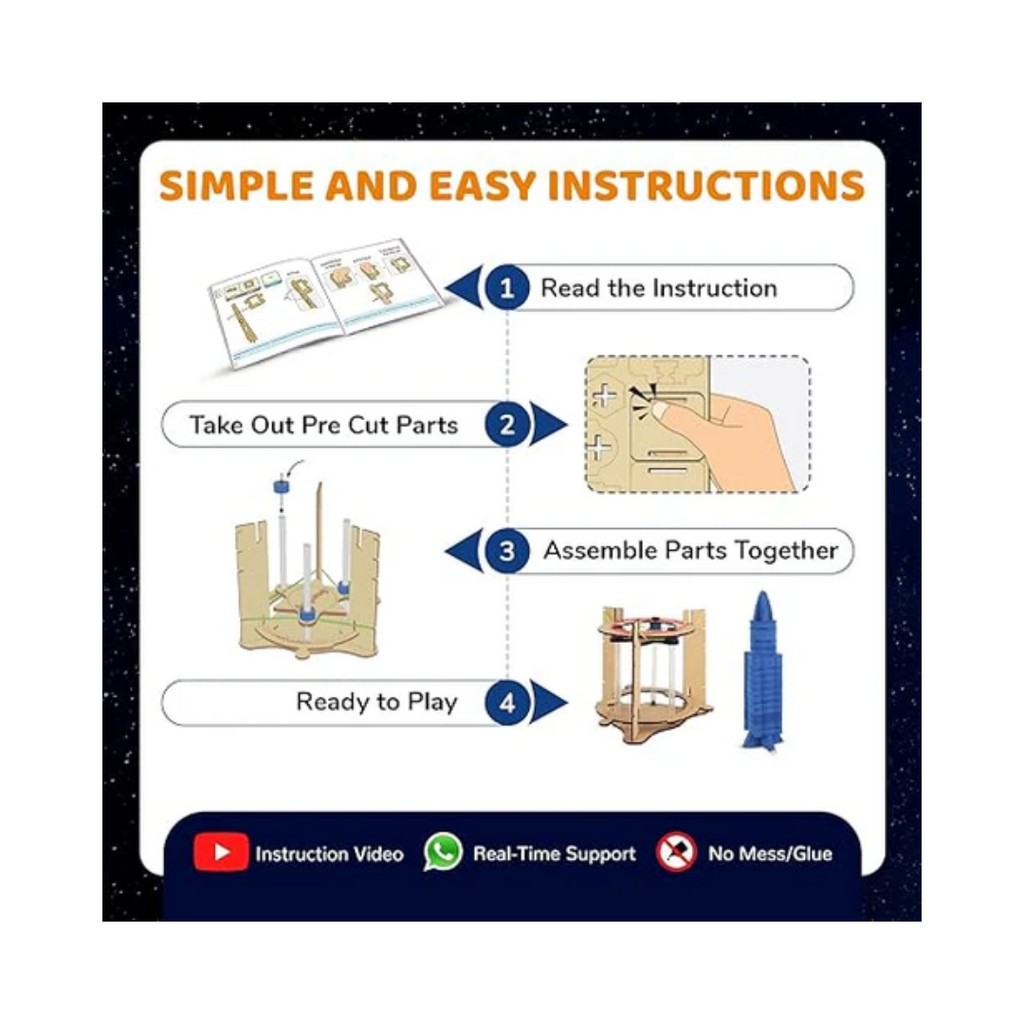 Smartivity Space Rocket Blast-off Action STEM Toy, Educational & Construction based DIY Fun Activity Game