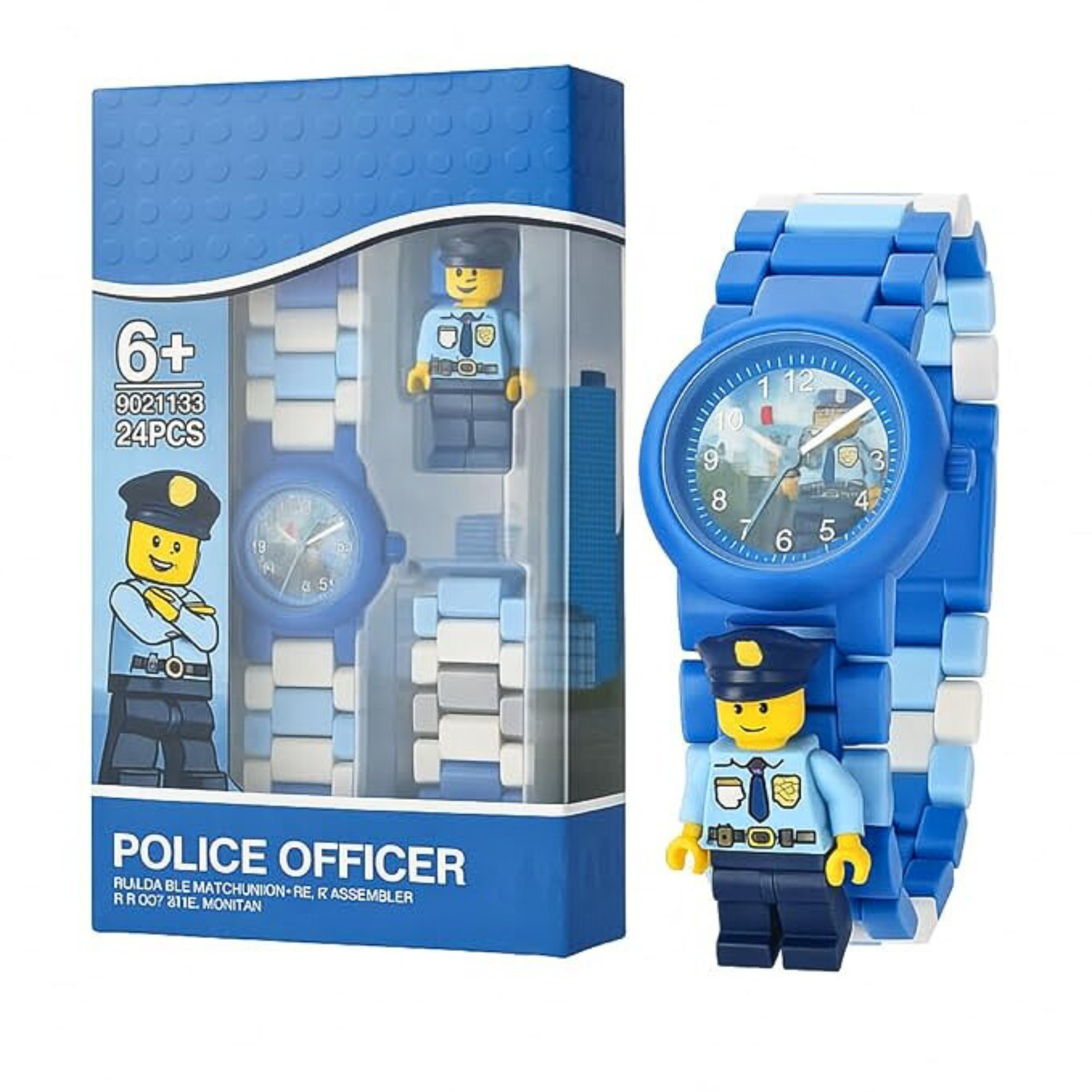 Kids Police Officer Building Block Watch Set – 24PCS DIY Toy for Ages 6+