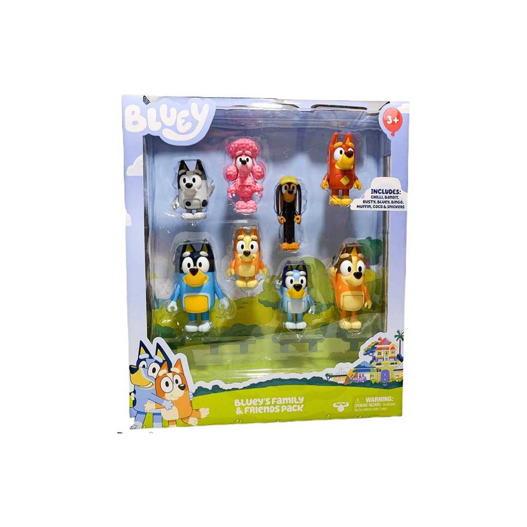 Rainbow Toys  Bluey Family and Friends Figure 8-Pack: Articulated 2.5 Inch Action Figures