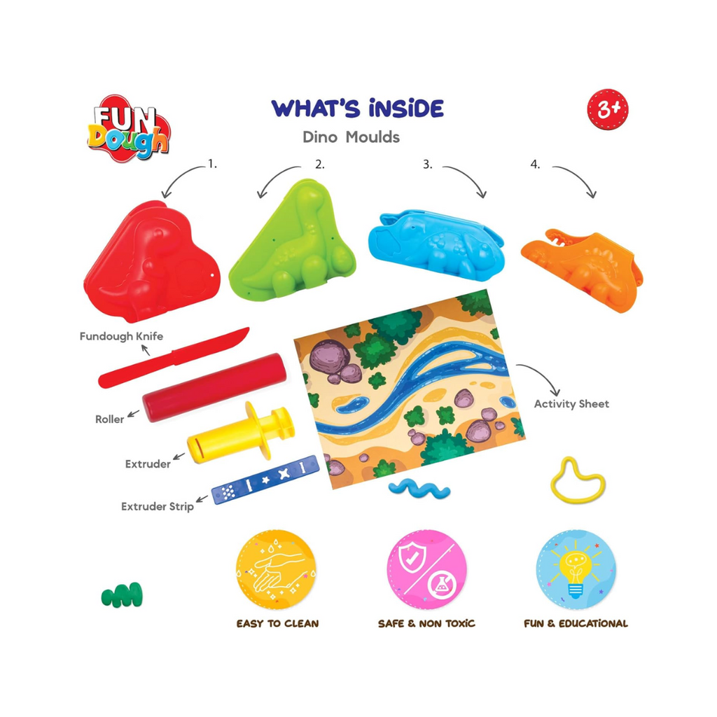 Funskool Fundough Playset Dino Ville, Pretend Play