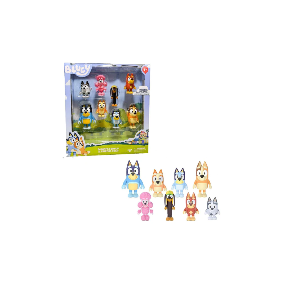 Rainbow Toys  Bluey Family and Friends Figure 8-Pack: Articulated 2.5 Inch Action Figures