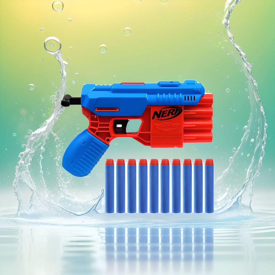 Hasbro Nerf Alpha Strike Fang QS-4 Blaster, 4-Dart Blasting Fire 4 Darts in a Row, 10 Official Nerf Elite Darts