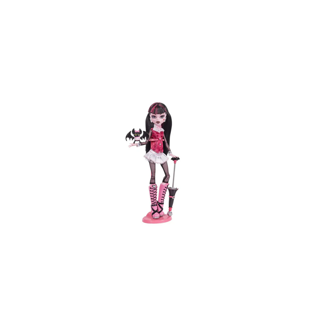 Mattel  Monster High 10.5 inch Draculaura Reproduction Doll Wearing Original Fashion & Shoes, with Pet, Doll Stand & Accessories Gift
