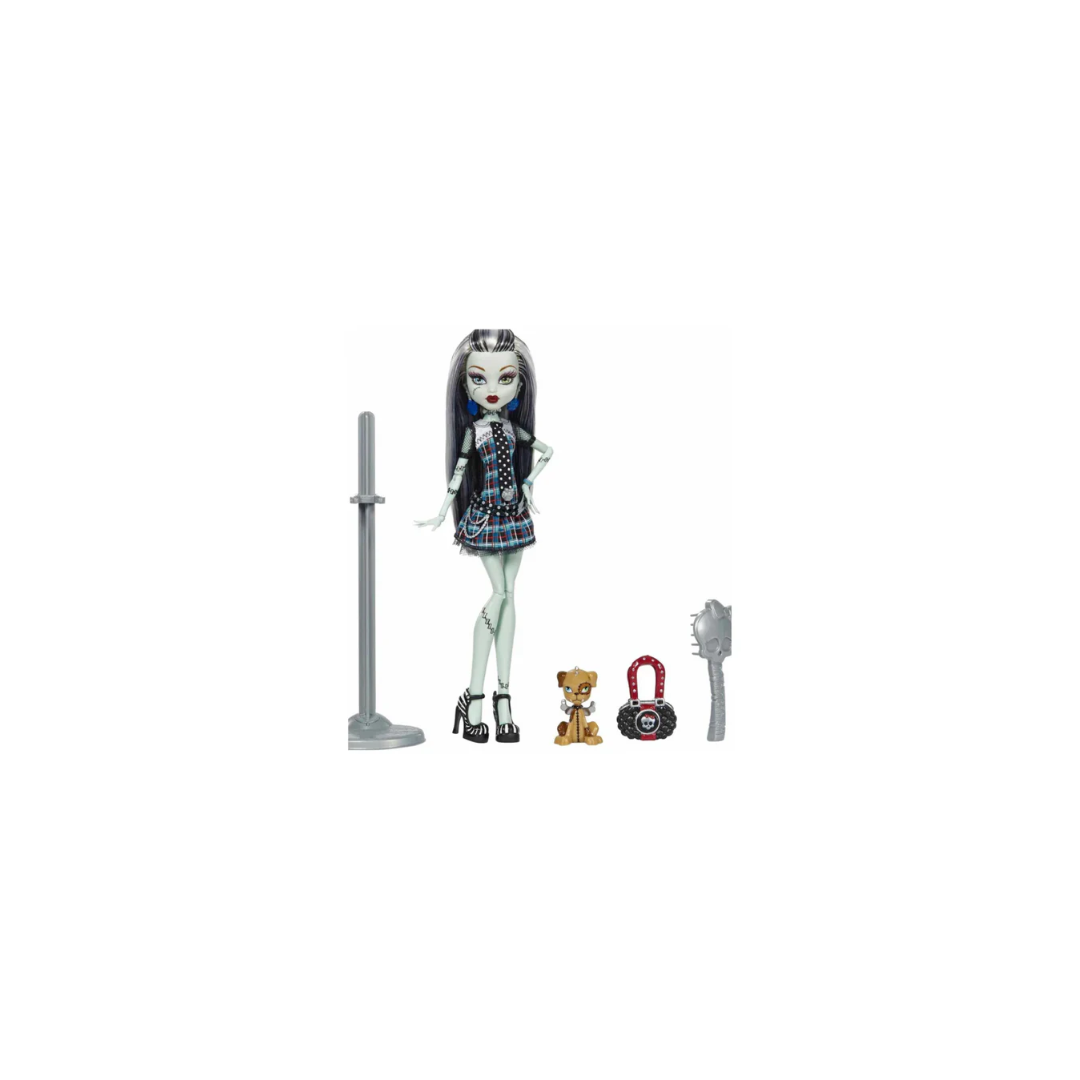 Mattel Monster High 10.5 inch Frankie Stein Reproduction Doll Wearing Original Fashion & Shoes, with Pet, Doll Stand & Accessories Gift