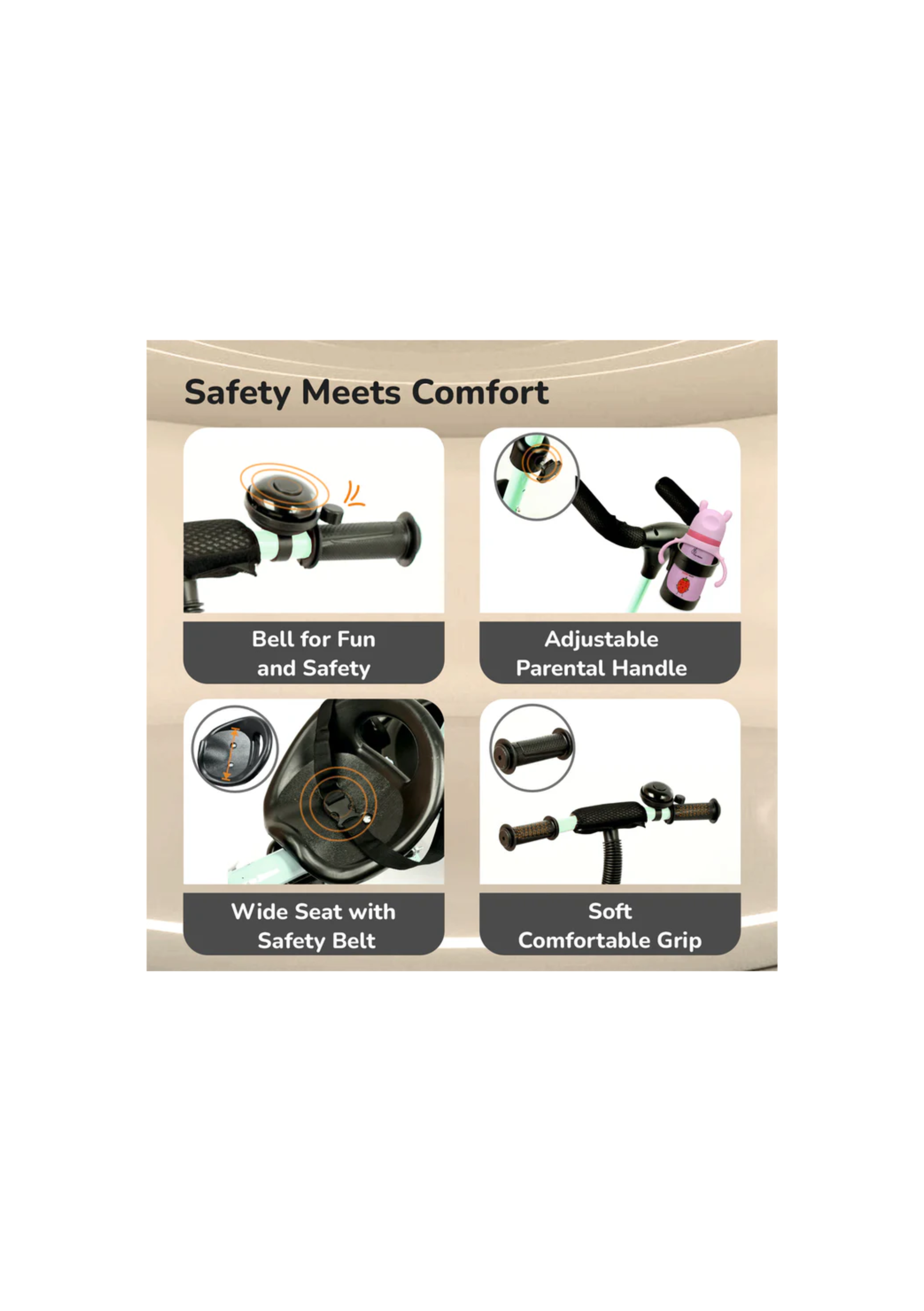 R for Rabbit Tiny Toes R20 Ace - Stylish, Safe & Comfortable Baby Tricycle for Kids Blue