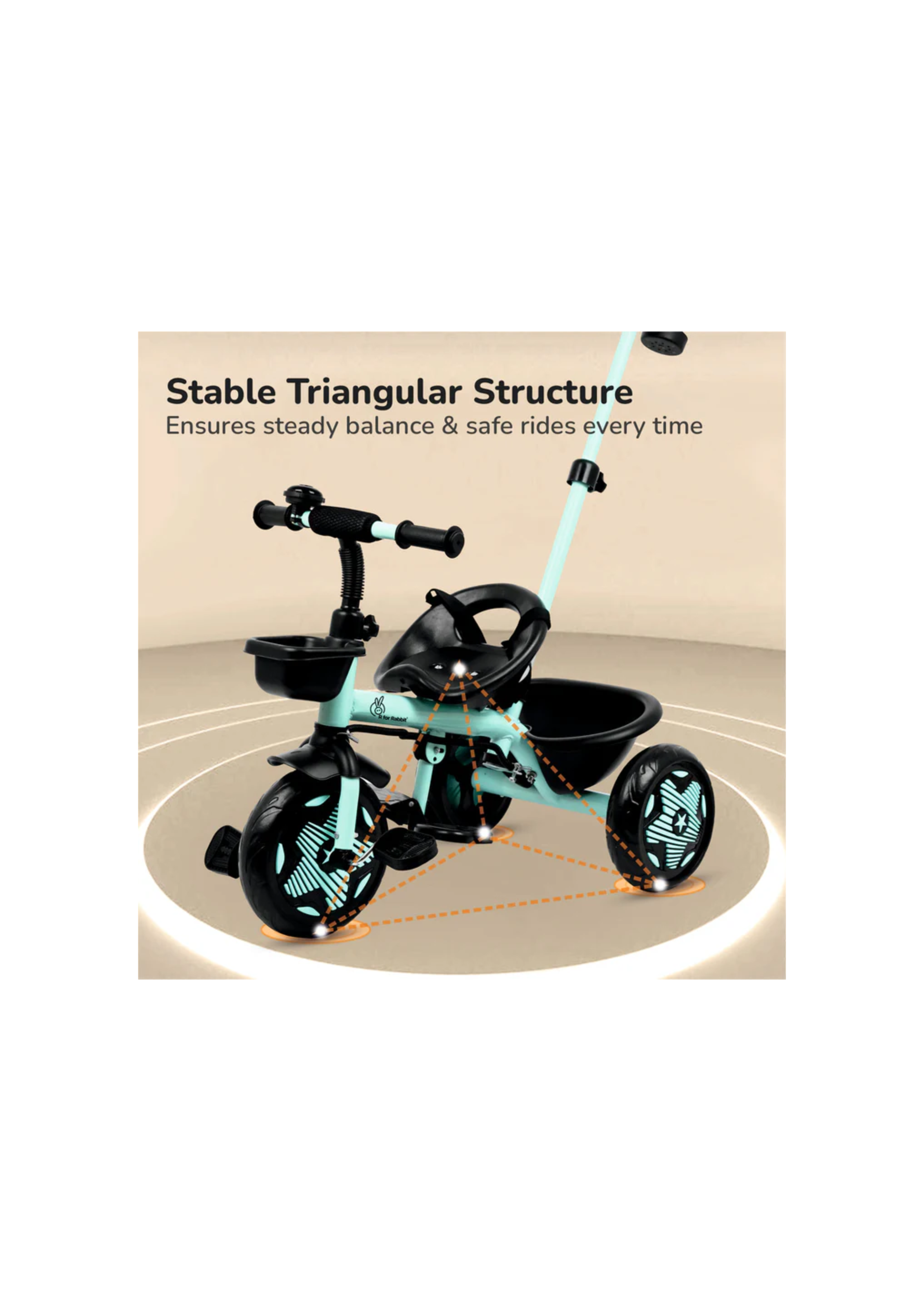 R for Rabbit Tiny Toes R20 Ace - Stylish, Safe & Comfortable Baby Tricycle for Kids Blue